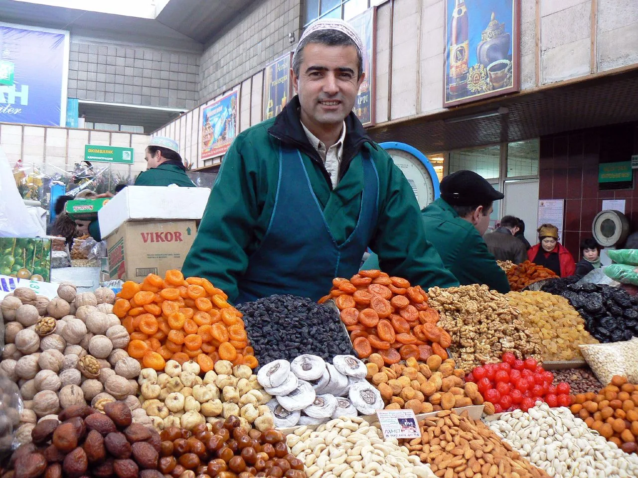 Green Bazaar market stalls in Almaty
