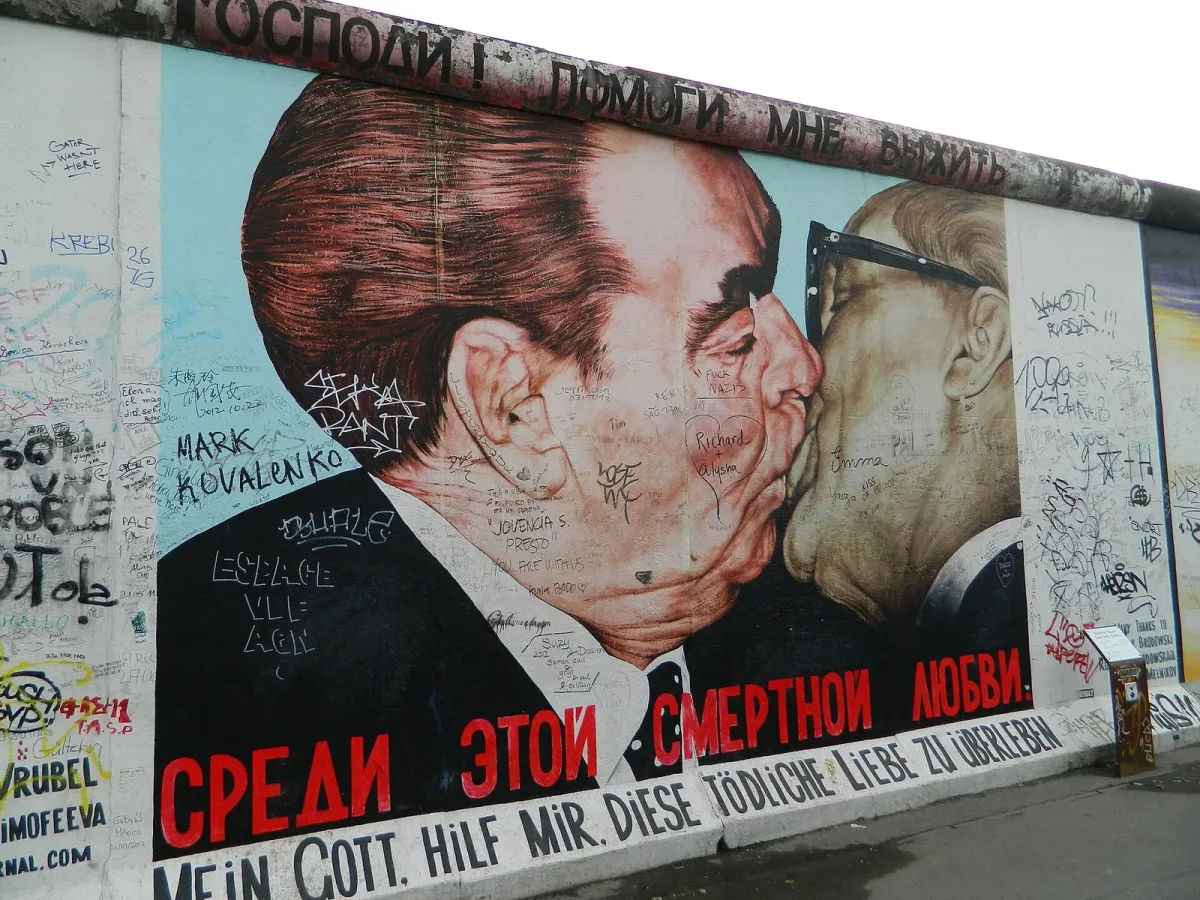 Murals along the East Side Gallery in Berlin