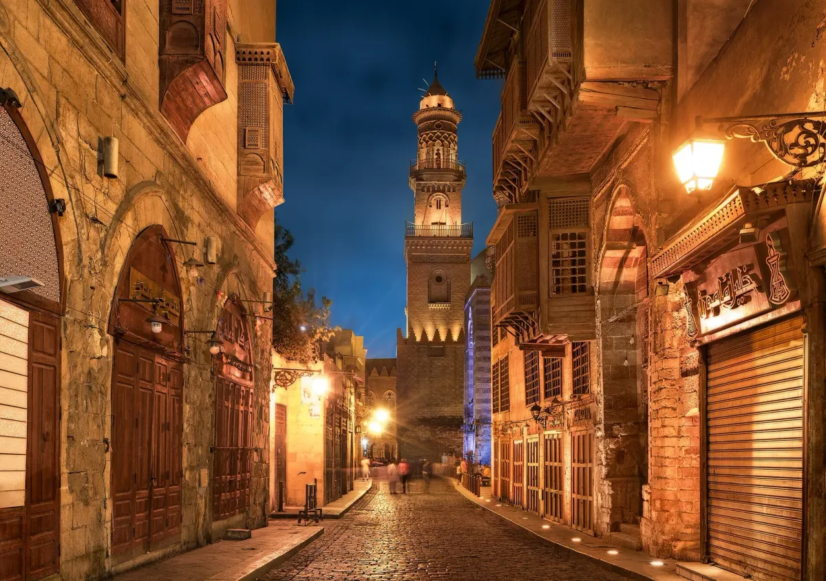 Historic architecture on Al-Muizz Street in Cairo