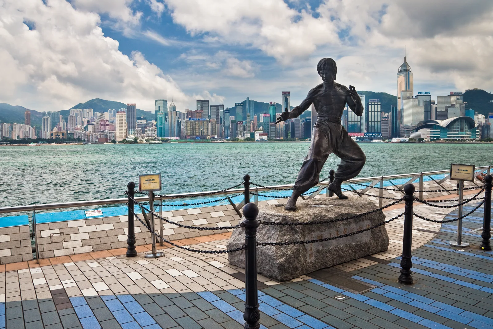 Victoria Harbour skyline from Avenue of Stars in Hong Kong