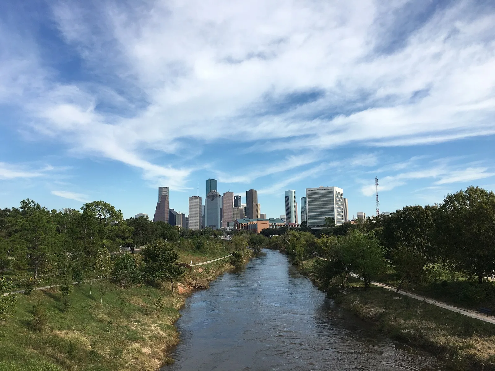 Buffalo Bayou looking toward the Downtown Houston skyline