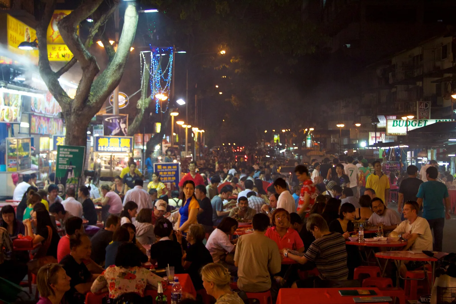 Jalan Alor Food Street at night in Kuala Lumpur