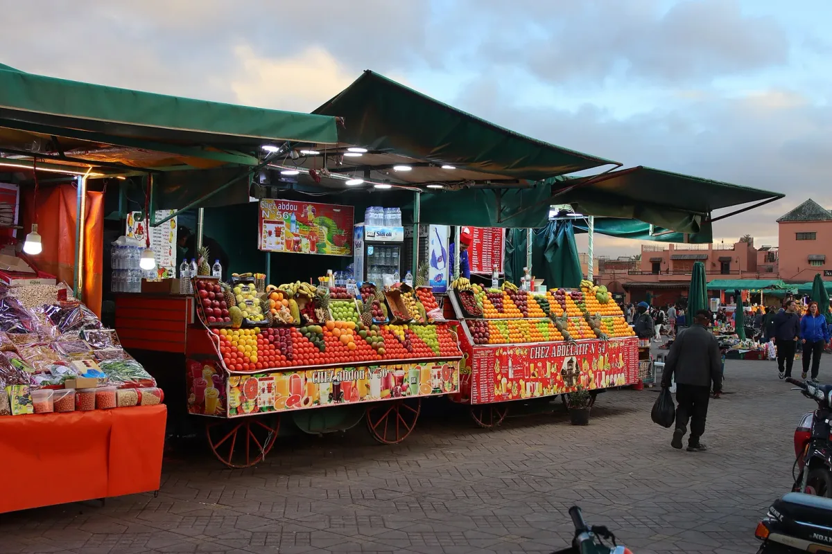 Jemaa el-Fna square in Marrakech at dusk