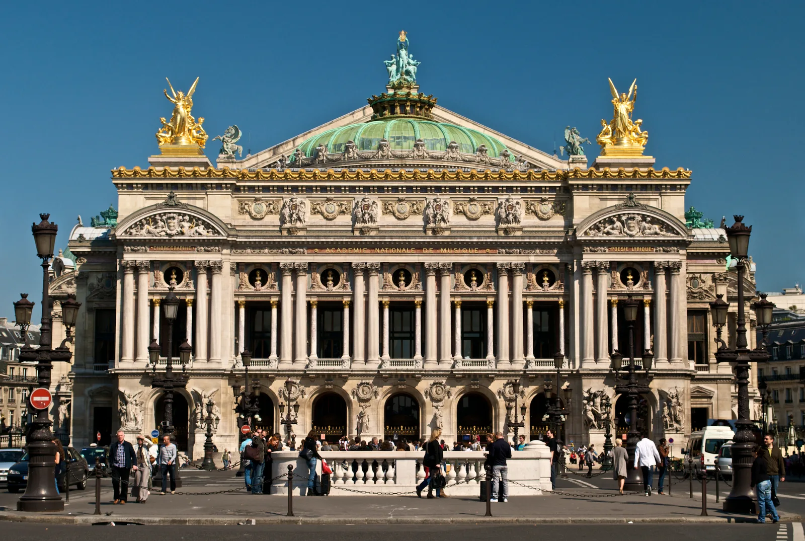 The ornate facade of Palais Garnier in Paris