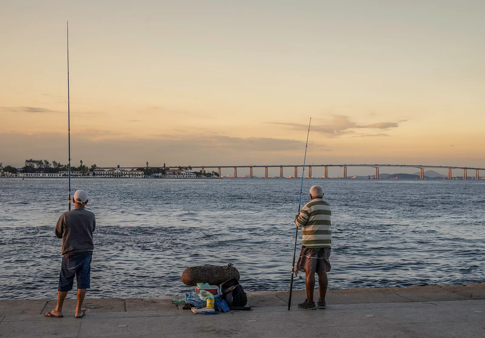 Fishing along Boulevard Olímpico in Rio de Janeiro